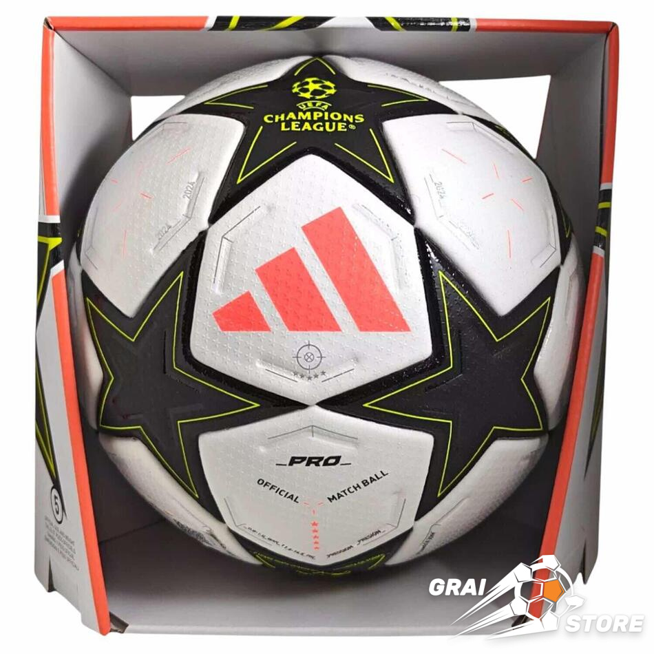 Футбольний м'яч Adidas Champions League 24/25 PRO White/Aurora Black/Platinum Metallic/Team Solar Yellow