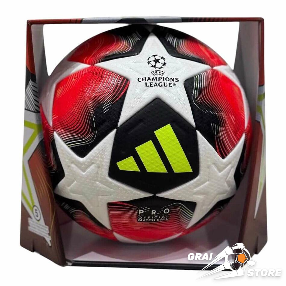 Футбольний м'яч Adidas Champions League 24/25 PRO White/Lucid Red/Lucid Lemon/Silver Metallic